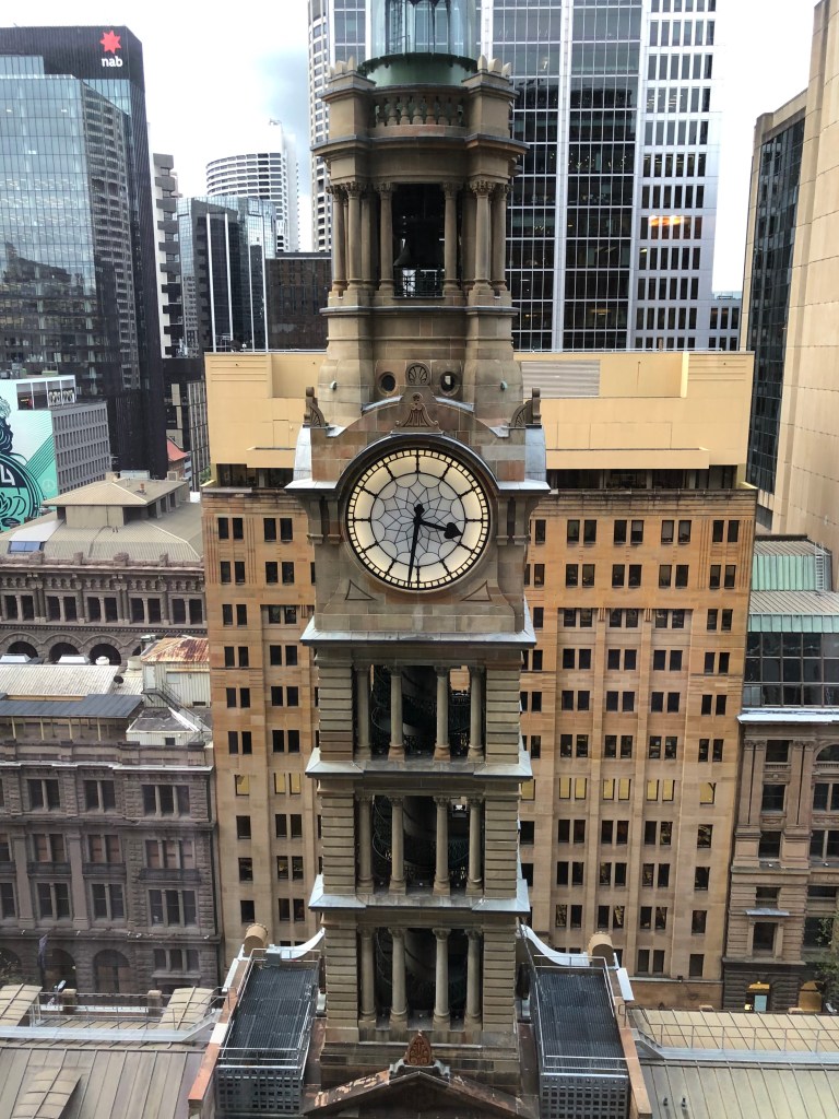The clock tower in the GPO in Martin Place.